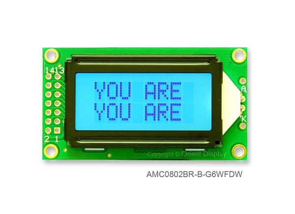 AMC0802BR-B-G6WFDW (8x2 Character LCD Module)