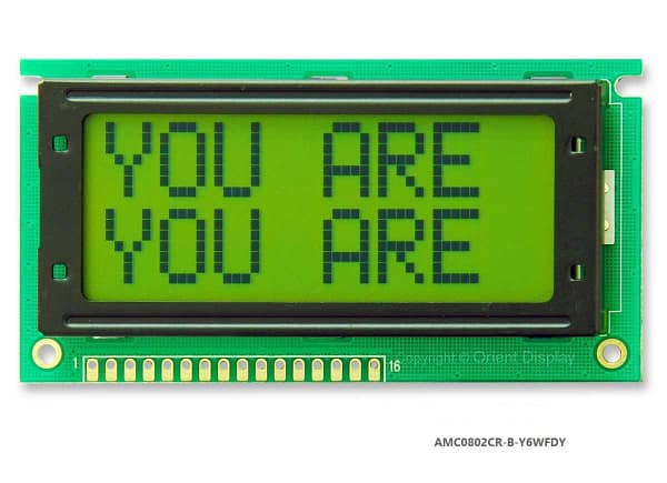 AMC0802CR-B-Y6WFDY (8x2 Character LCD Module)
