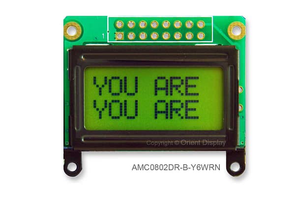 AMC0802DR-B-Y6WRN (8x2 Character LCD Module)