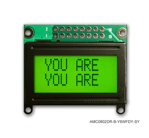 AMC0802DR-B-Y6WFDY (8x2 Character LCD Module)