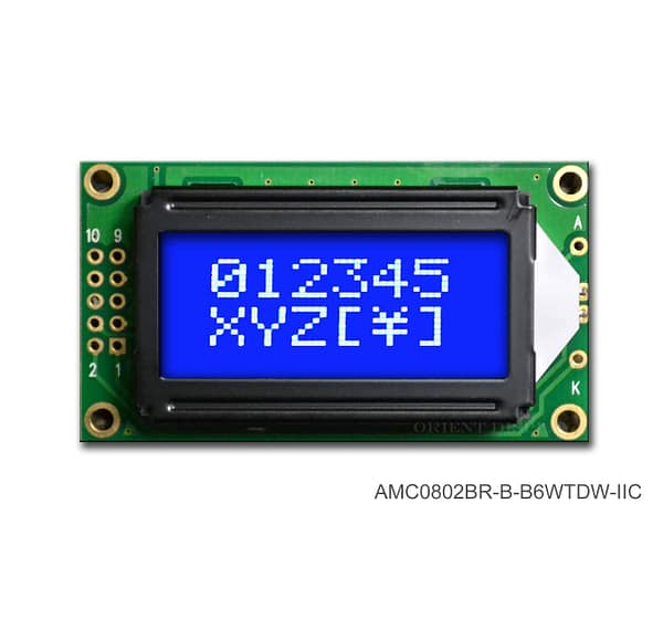 AMC0802BR-B-B6WTDW-I2C (8x2 Character LCD Module - I2C Interface)