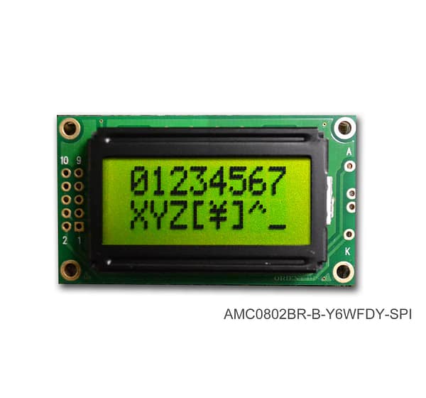 AMC0802BR-B-Y6WFDY-SPI (8x2 Character LCD Module - SPI Interface)