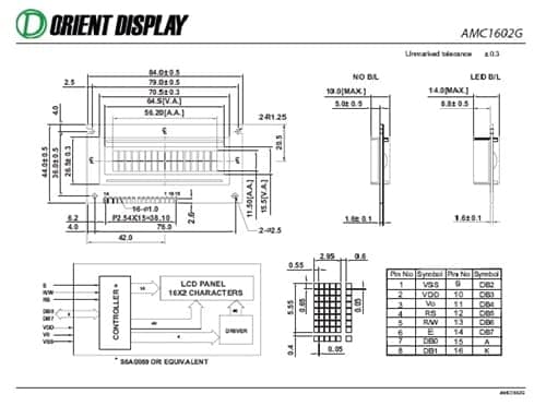 AMC1602GR-B-B6WTDW (16x2 Character LCD Module)