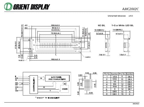 AMC2002CR-B-B6WTDW (20x2 Character LCD Module)